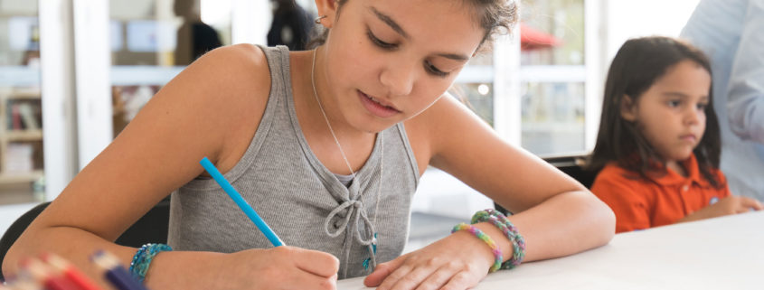 Young girl drawing