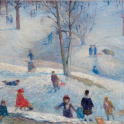 William J. Glackens, Sledding in Central Park, 1912, oil on canvas Collection of NSU Art Museum Fort Lauderdale; bequest of Ira D. Glackens 91.40.150 © 2015 NSU Art Museum