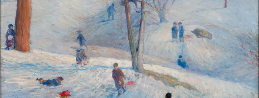 William J. Glackens, Sledding in Central Park, 1912, oil on canvas Collection of NSU Art Museum Fort Lauderdale; bequest of Ira D. Glackens 91.40.150 © 2015 NSU Art Museum