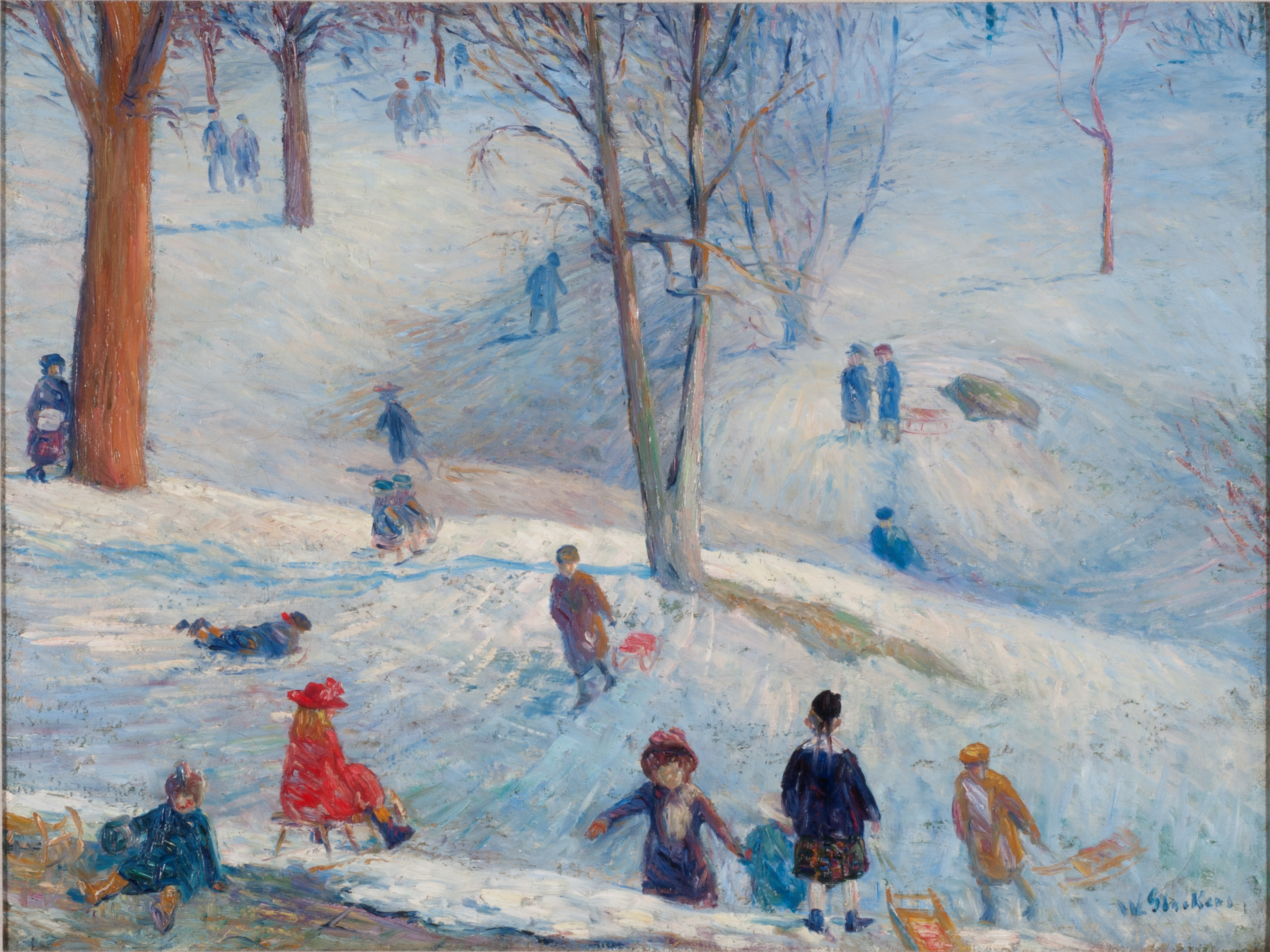 William J. Glackens, Sledding in Central Park, 1912, oil on canvas Collection of NSU Art Museum Fort Lauderdale; bequest of Ira D. Glackens 91.40.150 © 2015 NSU Art Museum