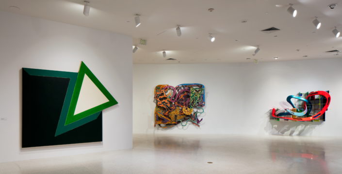 Installation view of Frank Stella: Experiment and Change at NSU Art Museum Fort Lauderdale, Gallery 1, Photo by Steven Brooke.