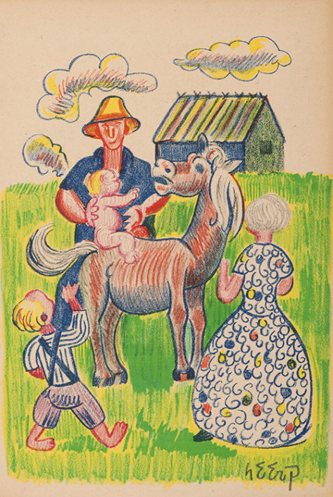 Henry Heerup, Untitled, illustration for Jens August Schade’s Fun in Demark (Sjovi Danmark), 1945, lithograph, NSU Art Museum Fort Lauderdale; Cobra Collection; gift of Golda and Meyer Marks, M-167