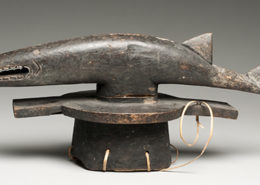 Unidentified Abua Igbo Artist Head Crest with Aquatic Spirit, 20th century Wood, fiber, glass 13 x 28 ½ x 9 ¼ in. NSU Art Museum Fort Lauderdale; gift of Dr. and Mrs. E. Zimmerman, A75..28