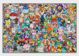 FriendsWithYou “Unified Field II”, 2019 Plastiline clay in plexiglass frame 120 x 2 x 80 inches