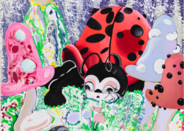 Alake Shilling, Ladybug, 2018, Oil, plaster, glue paper and flour on canvas, Courtesy of Rubell Family Collection © Alake Shilling