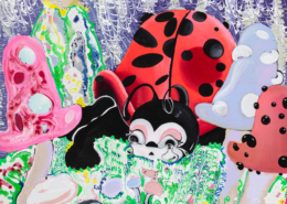Alake Shilling, Ladybug, 2018, Oil, plaster, glue paper and flour on canvas, Courtesy of Rubell Family Collection © Alake Shilling