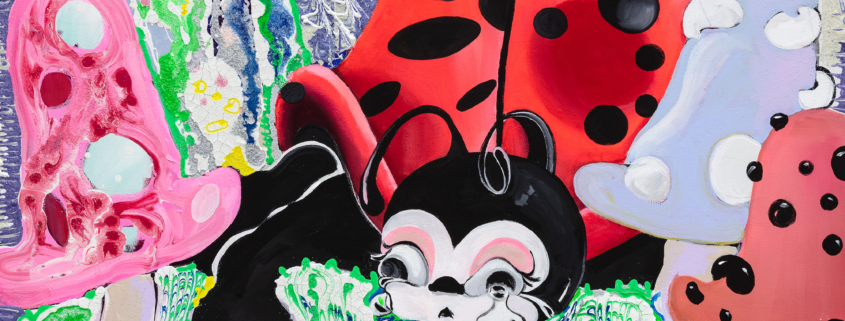 Alake Shilling, Ladybug, 2018, Oil, plaster, glue paper and flour on canvas, Courtesy of Rubell Family Collection © Alake Shilling