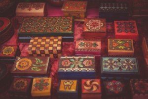 Boxes of various colors and sizes
