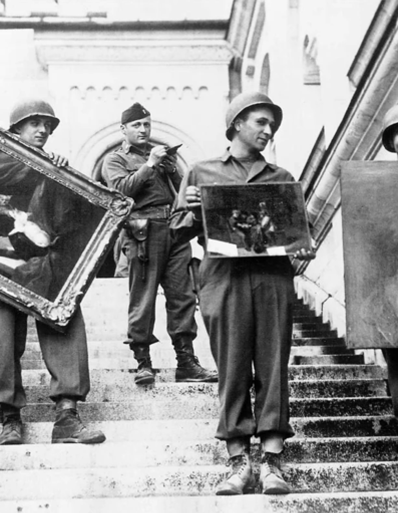 American soldiers recover looted art works from Neuschwantstein Castle. Courtesy of the National Archive and Records Administration.