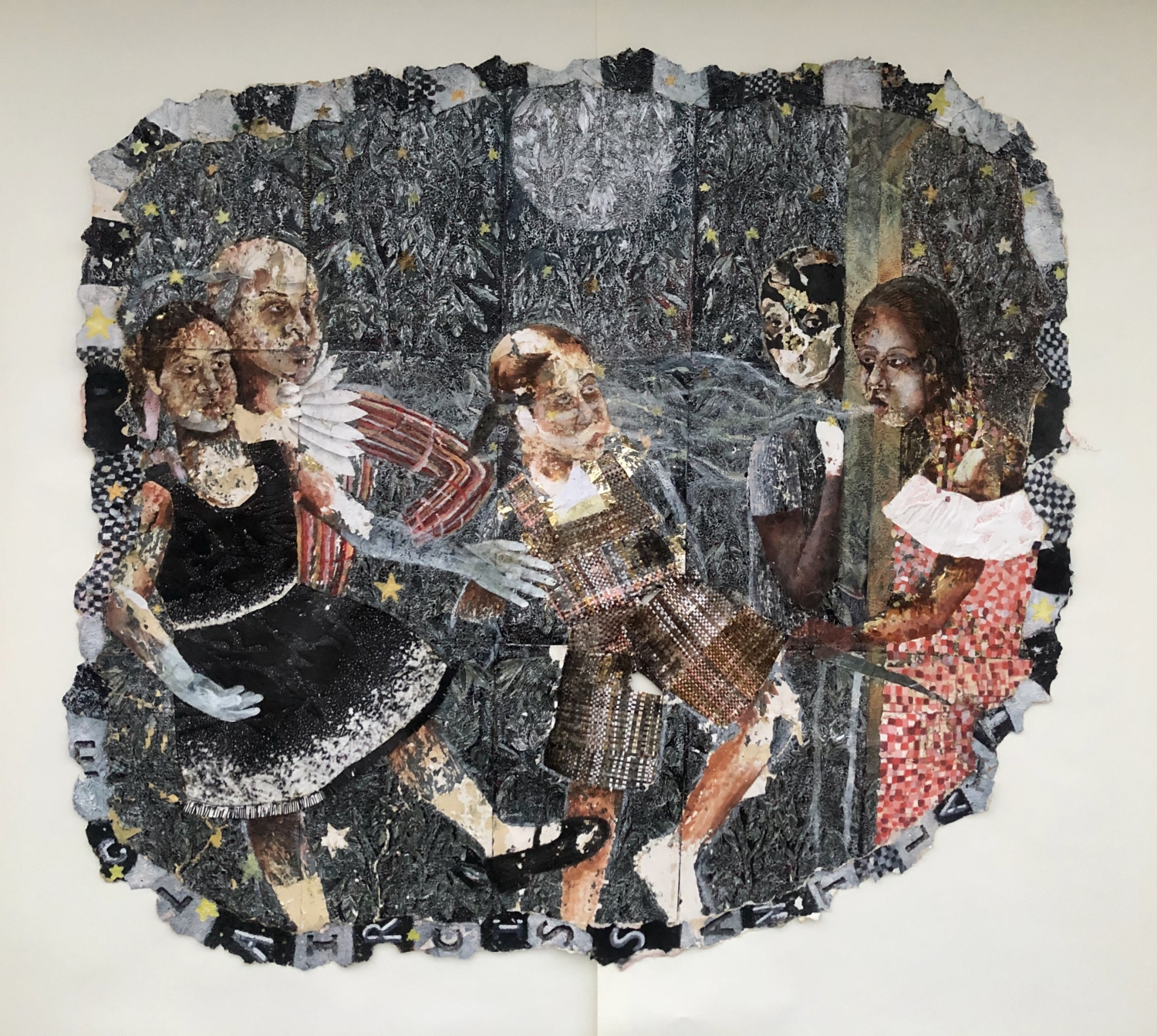 Kathia St. Hilaire, Eclaircisant Lait, 2020, Oil based relief, canvas, paper, enamel, tire skins, mesh, pigment, fabric, metal. Courtesy of Jorge M. Pérez Collection, Miami. © Kathia St. Hilaire