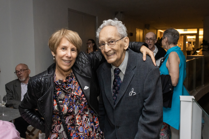Bonnie Clearwater and Frank Stella at the Glory of the World: Color Field Painting (1950s to 1983) dinner at Four Seasons Hotel and Residences Fort Lauderdale.