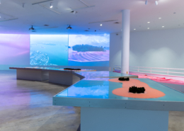 Installation image of Christo and Jeanne-Claude Surrounded Islands Documentation Exhibition, 2025. Courtesy of NSU Art Museum Fort Lauderdale.
