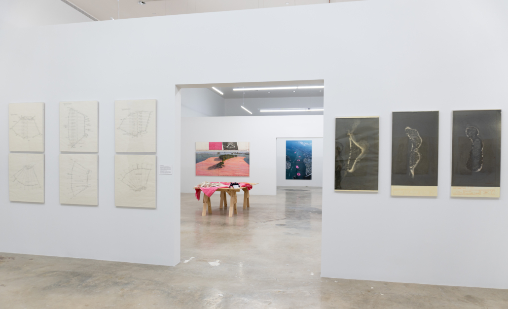Installation image of Christo and Jeanne-Claude Surrounded Islands Documentation Exhibition, 2025. Courtesy of NSU Art Museum Fort Lauderdale.