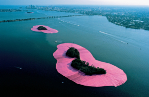 Christo and Jeanne-Claude, Surrounded Islands, Biscayne Bay, Greater Miami, Florida, 1980-83 Photo: Wolfgang Volz Copyright: 2024 Christo and Jeanne-Claude Foundation Collection NSU Art Museum Fort Lauderdale: Gift of the Christo and Jeanne-Claude Foundation