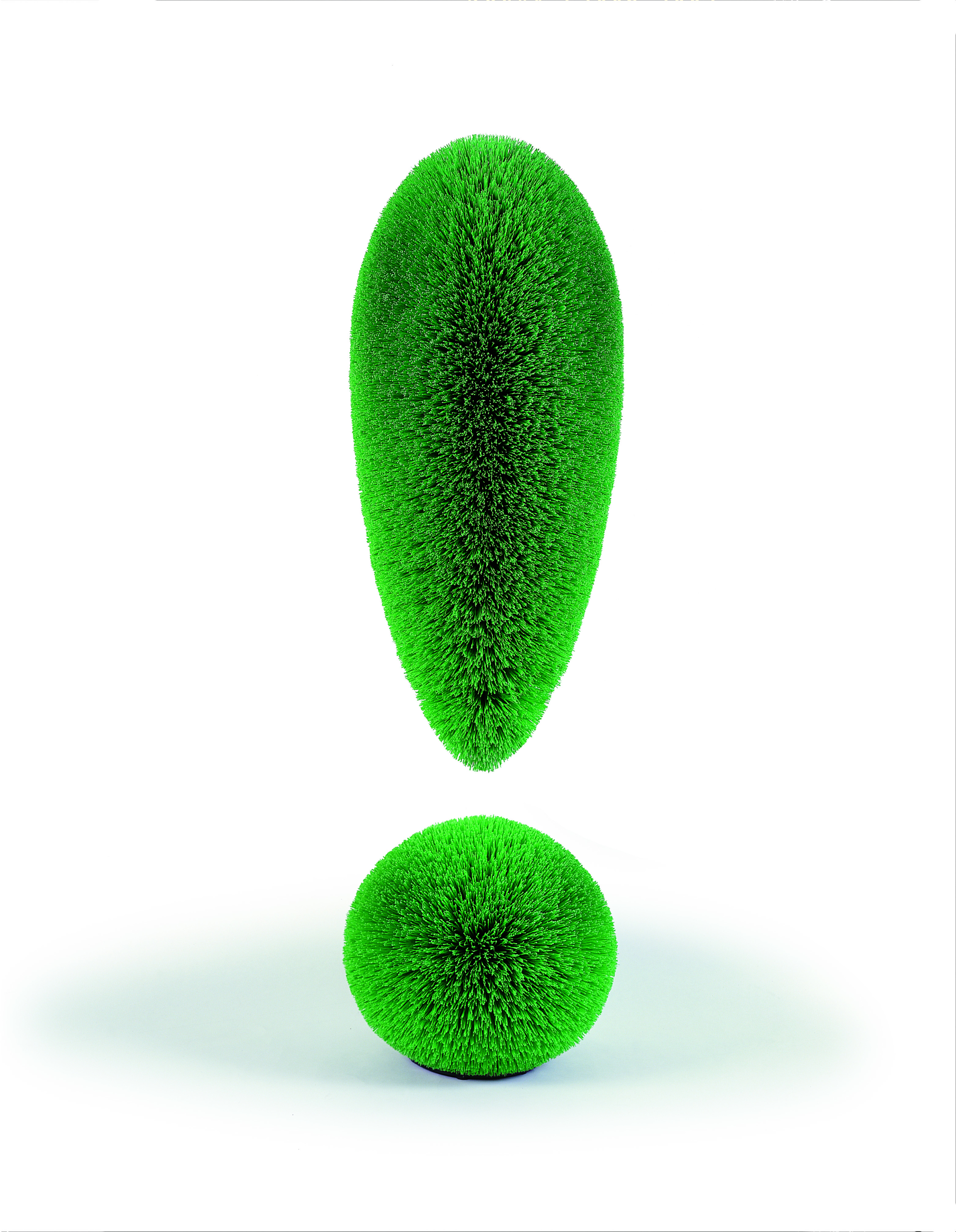 Richard Artschwager, Exclamation Point, 1997, Green plastic bristles on mahogany with latex, 48 x 20.5 in (121.9 x 52.1 cm), Frederick R. Weisman Art Foundation, Los Angeles. © 2025 Richard Artschwager / Artists Rights Society (ARS), New York.
