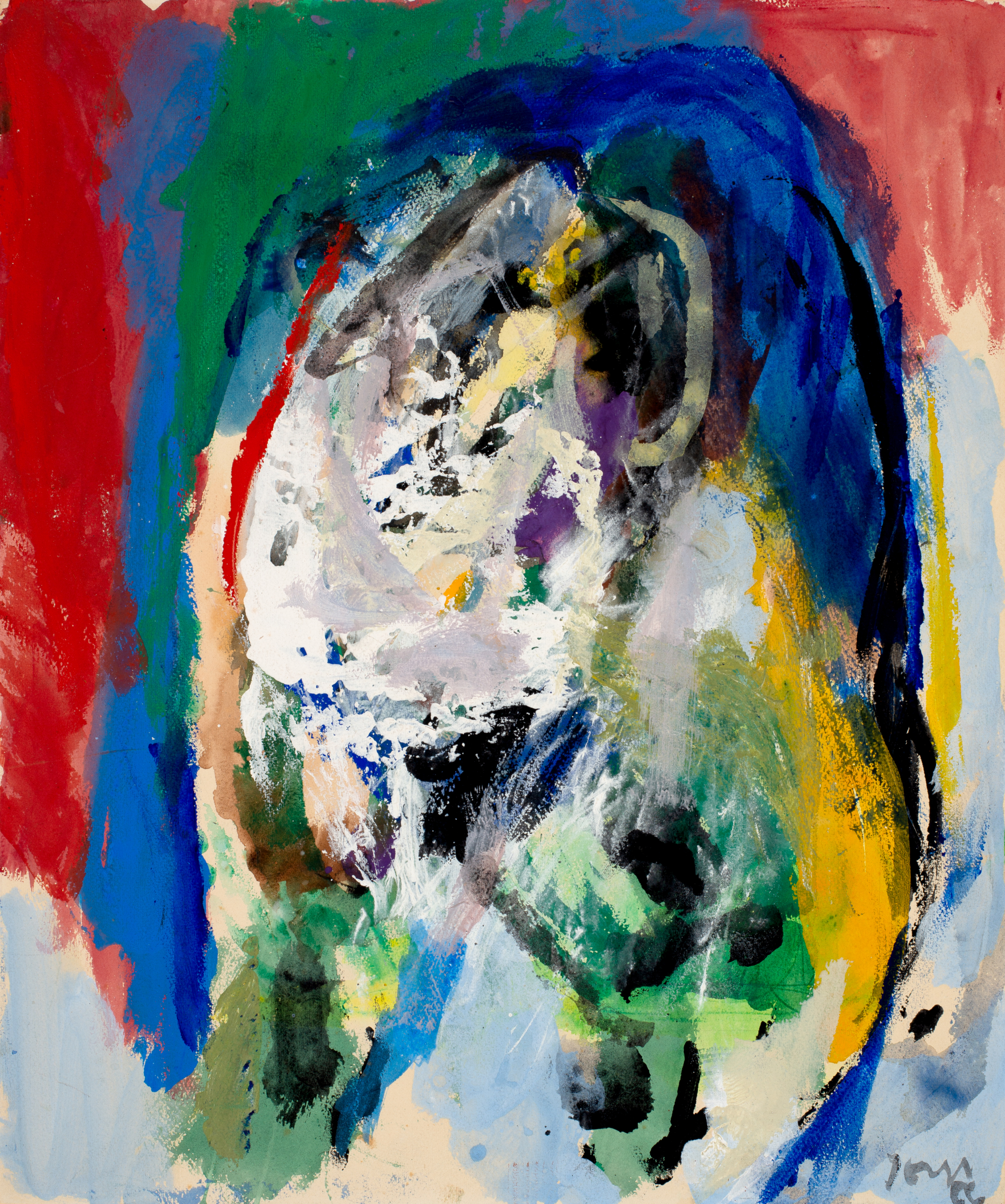 Asger Jorn, Individuum Ineffable (Ineffable Personality), 1966, Acrylic on paper mounted on canvas, 21.7 x 18.5 in (55.2 x 46.9 cm), NSU Art Museum Fort Lauderdale; Cobra Collection; gift of Golda and Meyer Marks M-98.30. © 2025 Donation Jorn, Silkeborg / Artists Rights Society (ARS), New York / VISDA; Photograph by Angelika Rinnhofer
