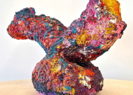Addison Wolff, Legs Up in the Air, 2024, Textural synthetic polymer on bisque ceramic, 19.5 x 26 x 14 in (49.5 x 66 x 35.5 cm), NSU Art Museum Fort Lauderdale, Purchased with funds provided by Curator Circle 2025.3.