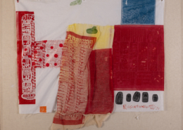 Robert Rauschenberg, Switchboard (Airport Suite), 1974, Relief and intaglio print on fabric with collage elements, 32 in x 36 in (81.2 x 91.4 cm), NSU Art Museum Fort Lauderdale; gift of Mr. and Mrs. Francis McCahill 77.36. © Robert Rauschenberg/VAGA. Licensed by Viscopy