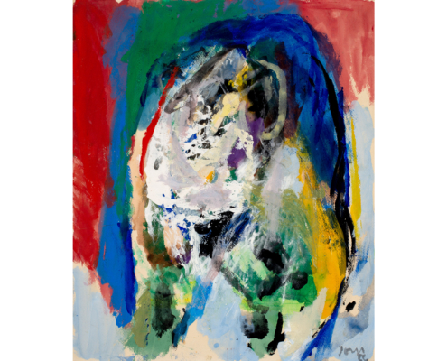 Asger Jorn, Individuum Ineffable (Ineffable Personality), 1966, Acrylic on paper mounted on canvas, 21.7 x 18.5 in (55.2 x 46.9 cm), NSU Art Museum Fort Lauderdale; Cobra Collection; gift of Golda and Meyer Marks M-98.30. © 2025 Donation Jorn, Silkeborg / Artists Rights Society (ARS), New York / VISDA; Photograph by Angelika Rinnhofer.