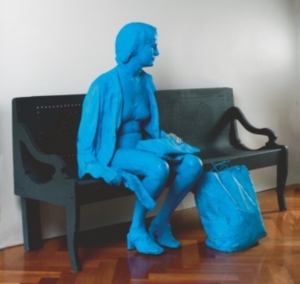 lowrez BlueGirlonBlackBench
