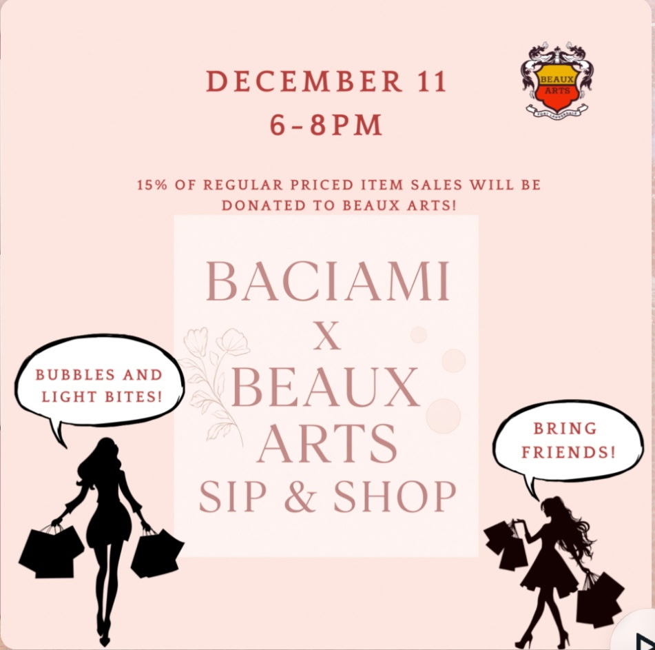 Beaux Arts Sip and Shop Flyer