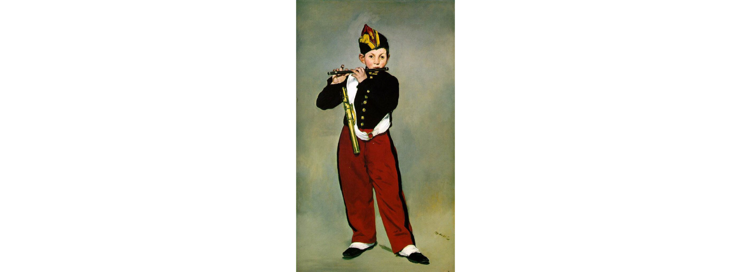 Édouard Manet, Le Fifre (The Fifer), 1866, Oil on canvas, 63.1 x 38.1 inches, Musée d'Orsay, Paris. 01