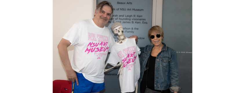 Rob Pruitt and Bonnie Clearwater with skeleton