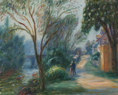 William J. Glackens, Along the Marne, 1925, Oil on board, NSU Art Museum Fort Lauderdale, bequest of Ira D. Glackens 91.40.107