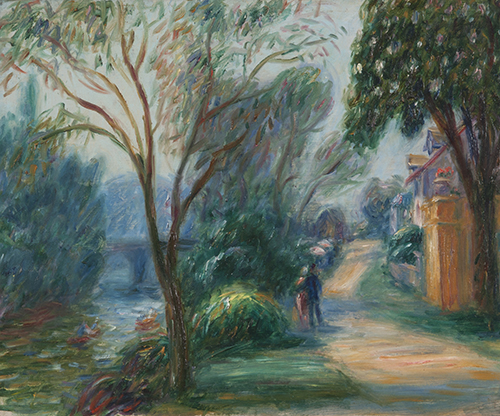 William J. Glackens, Along the Marne, 1925, Oil on board, NSU Art Museum Fort Lauderdale, bequest of Ira D. Glackens 91.40.107 William J. Glackens, Along the Marne, 1925, Oil on board, NSU Art Museum Fort Lauderdale, bequest of Ira D. Glackens 91.40.107