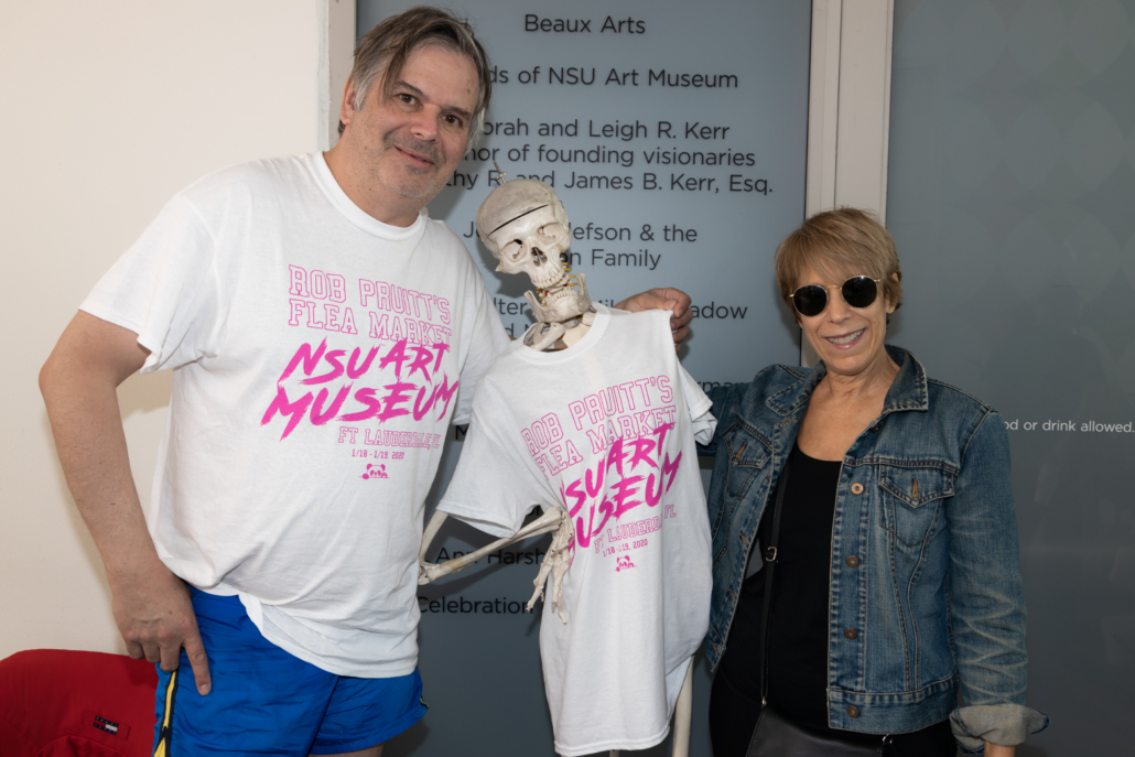 Rob Pruitt and Bonnie Clearwater with skeleton