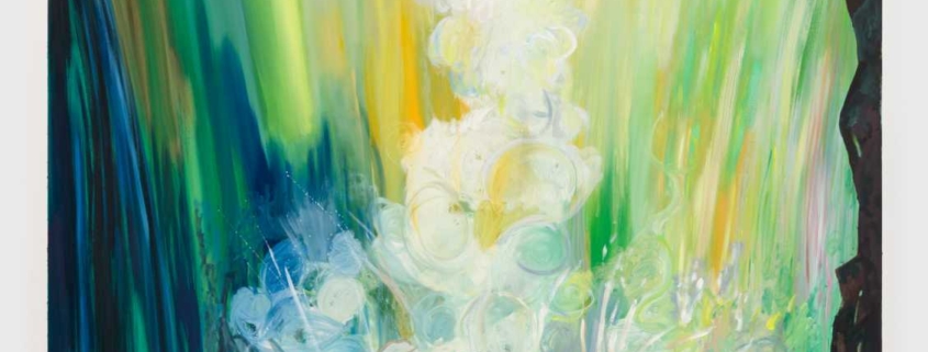 [TT1.1][TT1.2]Shara Hughes. Niagara, 2024. Oil, Acrylic, and dye on canvas. 96 x 72 inches. Photo: JSP Art Photography. Courtesy of David Kordansky Gallery.