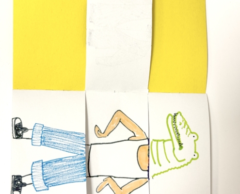 Yellow paper with mix and match figures