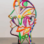 Colorful sculpture of face