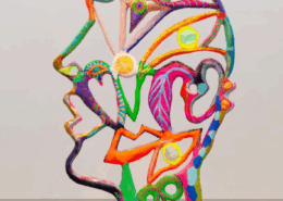 Colorful sculpture of face