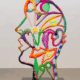 Colorful sculpture of face