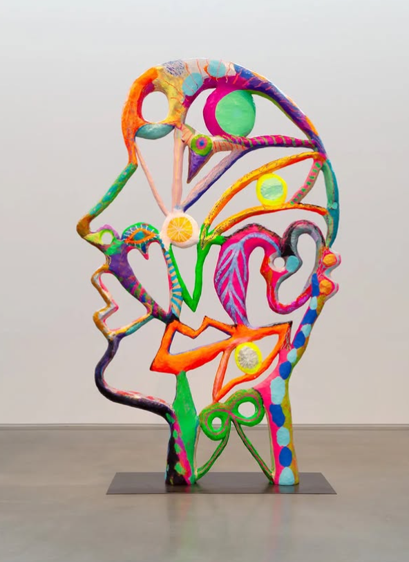 Colorful sculpture of face