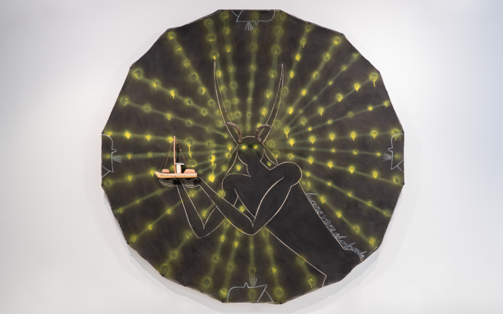José Bedia, Lucero viene alumbrando, 1992. Collection NSU Art Museum Fort Lauderdale; gift of Rosa and Carlos de la Cruz. José Bedia, Lucero viene alumbrando, 1992. Collection NSU Art Museum Fort Lauderdale; gift of Rosa and Carlos de la Cruz.