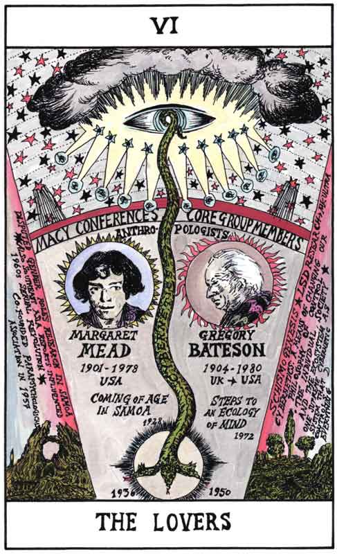 Suzanne Treister HEXEN 2.0/Tarot/VI THE LOVERS - Margaret Mead and Gregory Bateson Digital print, 29.7 x 21 cm 2009-11 Courtesy the artist, Annely Juda Fine Art, London and P.P.O.W. Gallery, New York https://www.suzannetreister.net/