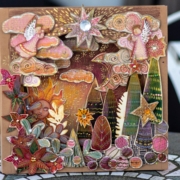 Forest scene made of cardboard and paper