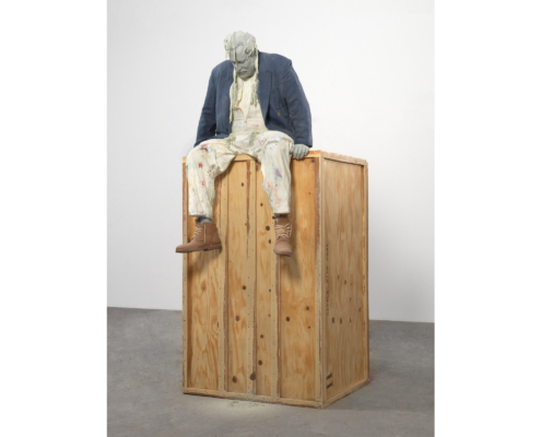 Urs Fischer Julian, 2014 Paraffin wax, microcrystalline wax, encaustic pigment, oil paint, steel, wicks - banner
