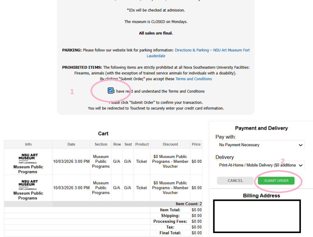terms and submit order terms and submit order